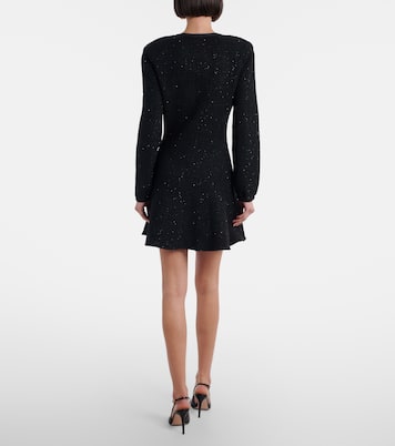 Bow-detail sequined knitted minidress | Self-Portrait