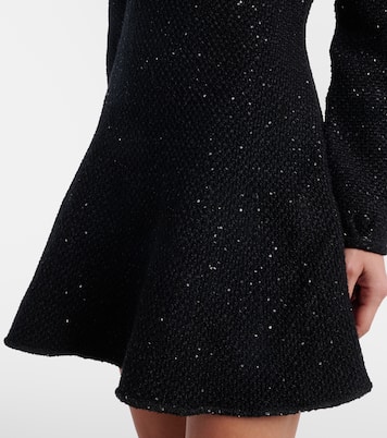 Bow-detail sequined knitted minidress | Self-Portrait