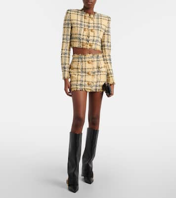 Chaqueta cropped de tweed con lentejuelas | Balmain