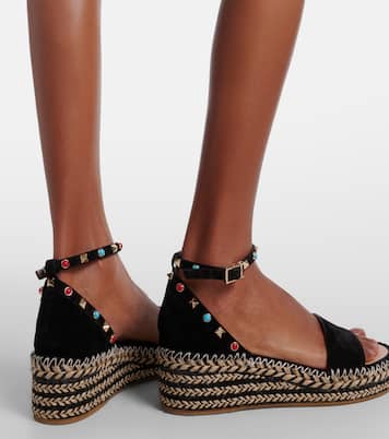 Espadrille-Sandalen Rockstud aus Veloursleder | Valentino Garavani