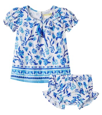 Baby printed smocked cotton dress and bloomers set | Fábula