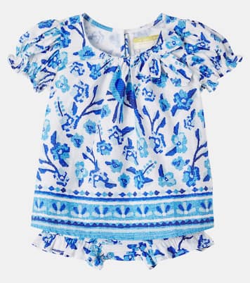 Baby printed smocked cotton dress and bloomers set | Fábula