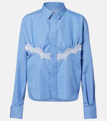 Lace-trimmed striped cotton-blend poplin shirt | Sacai