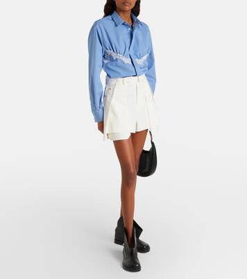 Lace-trimmed striped cotton-blend poplin shirt | Sacai