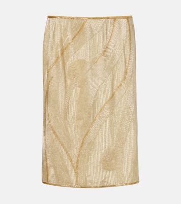 Embroidered crêpe de chine midi skirt | Versace