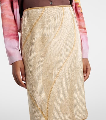 Embroidered crêpe de chine midi skirt | Versace