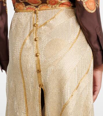 Embroidered crêpe de chine midi skirt | Versace