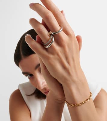 Anello Libra Noir in oro giallo 18kt, argento e diamanti | Spinelli Kilcollin