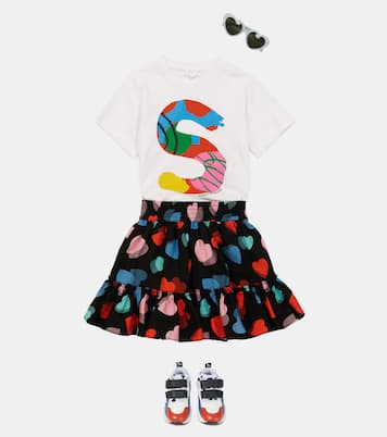 Falda de sarga con print de corazones | Stella McCartney Kids