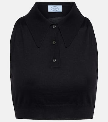 Top cropped in cashmere e seta | Prada