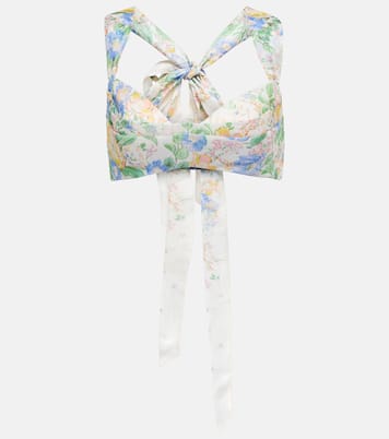 Floral linen and silk bustier top | Zimmermann