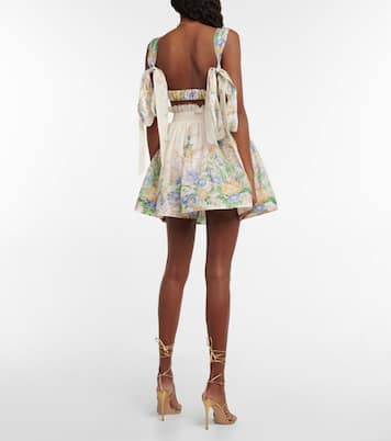 Floral linen and silk bustier top | Zimmermann