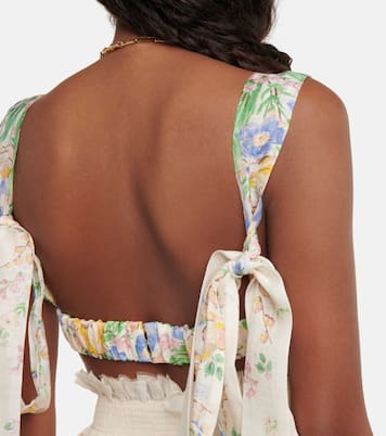 Floral linen and silk bustier top | Zimmermann