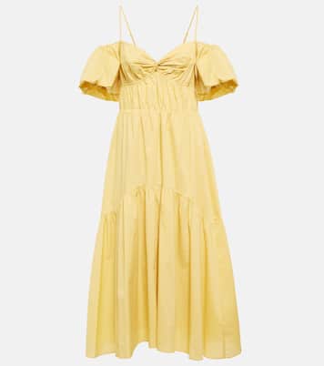 Puff-sleeve cotton midi dress | Vince