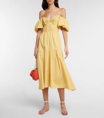 Puff-sleeve cotton midi dress | Vince