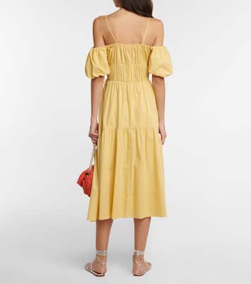 Puff-sleeve cotton midi dress | Vince