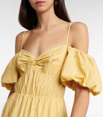Puff-sleeve cotton midi dress | Vince