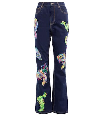Jeans regular a vita alta con ricamo | Area