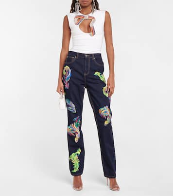 Jeans regular a vita alta con ricamo | Area
