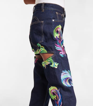 Jeans regular a vita alta con ricamo | Area