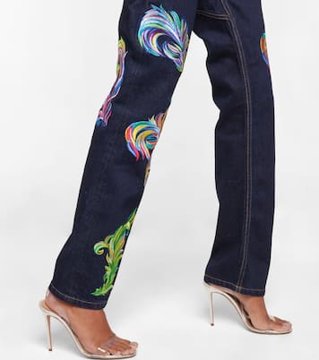 Jeans regular a vita alta con ricamo | Area