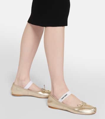 Ballerines en cuir à logo | Miu Miu