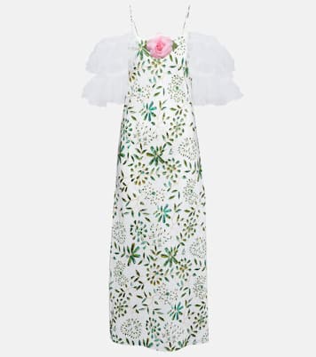 Abito midi in seta con applicazione floreale | Rodarte