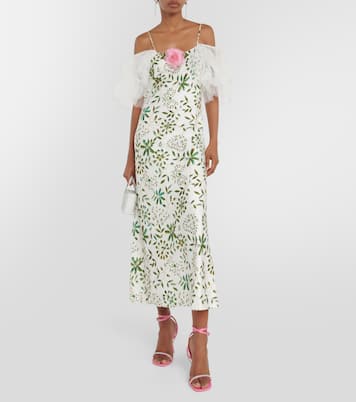 Abito midi in seta con applicazione floreale | Rodarte