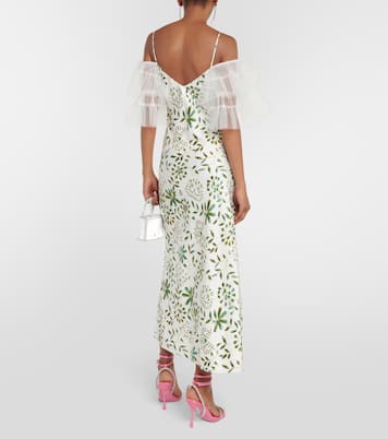 Abito midi in seta con applicazione floreale | Rodarte