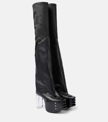 Platform leather over-the-knee boots | Rick Owens