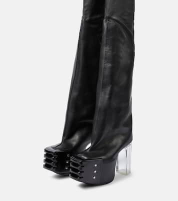Platform leather over-the-knee boots | Rick Owens