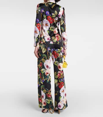 Chemise en satin de soie à fleurs | Dolce&Gabbana