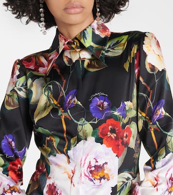Chemise en satin de soie à fleurs | Dolce&Gabbana