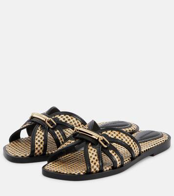 Mules Prisma en raphia et cuir | Zimmermann