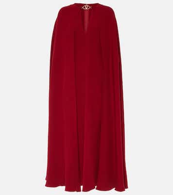 Abito lungo in seta cady couture con mantella | Valentino