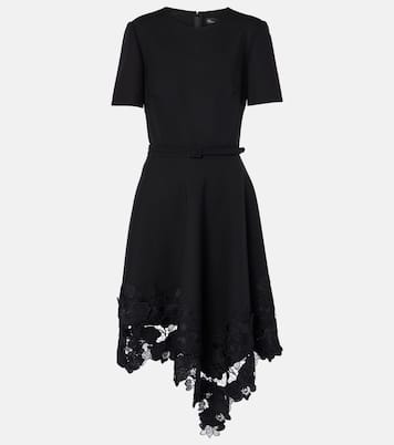 Asymmetric wool-blend midi dress | Oscar de la Renta