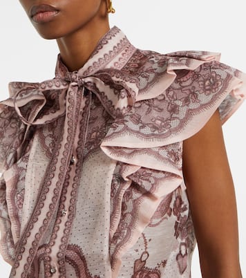 Top Crush in lino e seta con volant | Zimmermann