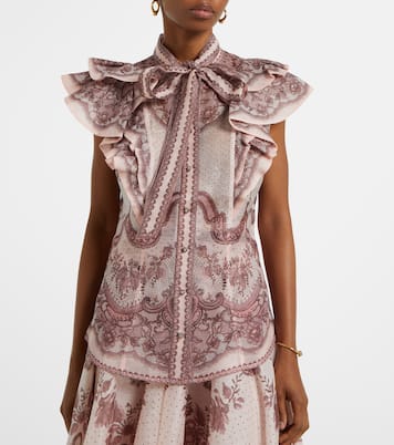 Top Crush in lino e seta con volant | Zimmermann