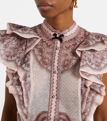 Top Crush in lino e seta con volant | Zimmermann