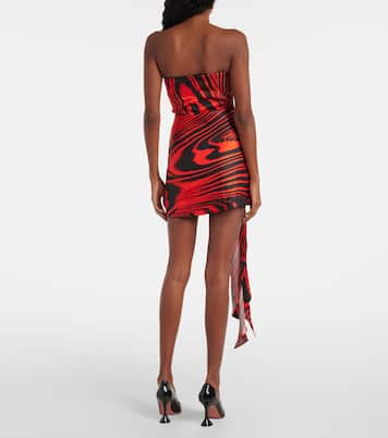 Zebra-print gathered bustier dress | David Koma
