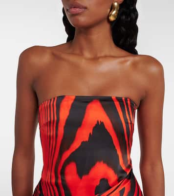 Zebra-print gathered bustier dress | David Koma
