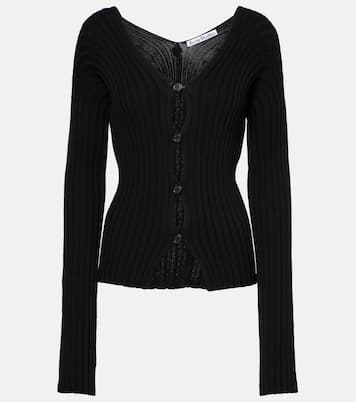 Cardigan in crêpe di cotone a coste | Acne Studios