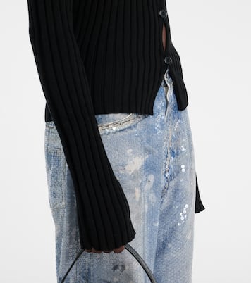 Cardigan in crêpe di cotone a coste | Acne Studios