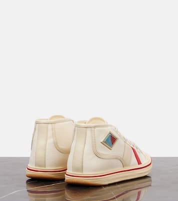 Leather-trimmed canvas high-top sneakers | Bottega Veneta