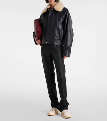 Leather-trimmed canvas high-top sneakers | Bottega Veneta