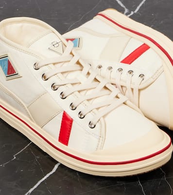 Leather-trimmed canvas high-top sneakers | Bottega Veneta