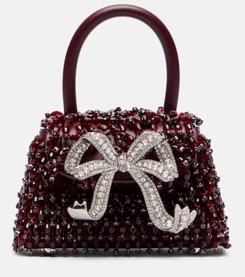 Bow Micro beaded leather tote bag | Self-Portrait