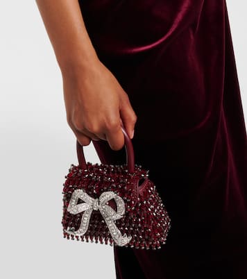 Bow Micro beaded leather tote bag | Self-Portrait