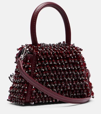 Bow Micro beaded leather tote bag | Self-Portrait
