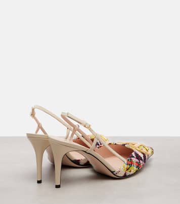 Pumps slingback VLogo 80 in tweed con pailettes | Valentino Garavani
